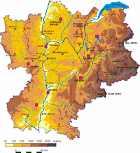 carte Rhône-Alpes villes relief altitude