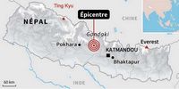 carte séisme au Népal avec l'épicentre