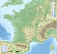 carte de france relief et la ville de Mulhouse