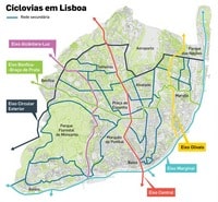 carte Lisbonne pistes cyclables