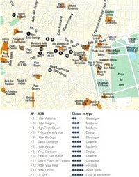 carte Madrid hôtels en plein centre