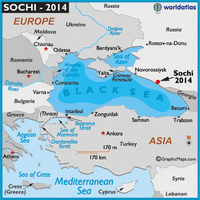 carte Sotchi localisation au bord de la mer noire