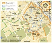 carte Marrakech tissu urbain habitation