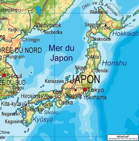 carte du japon relief