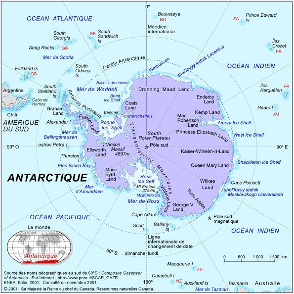 Carte Antarctique | Carte du monde