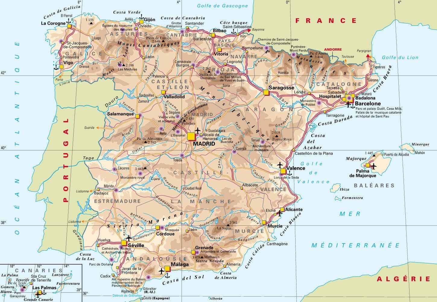 Carte de l'Espagne
