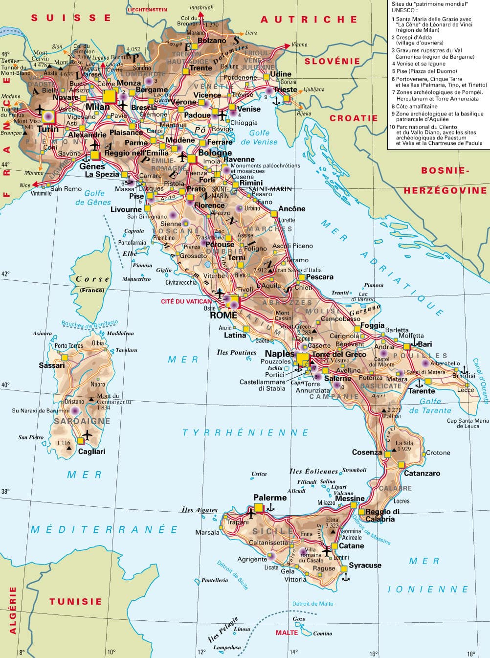 carte autoroutes italie