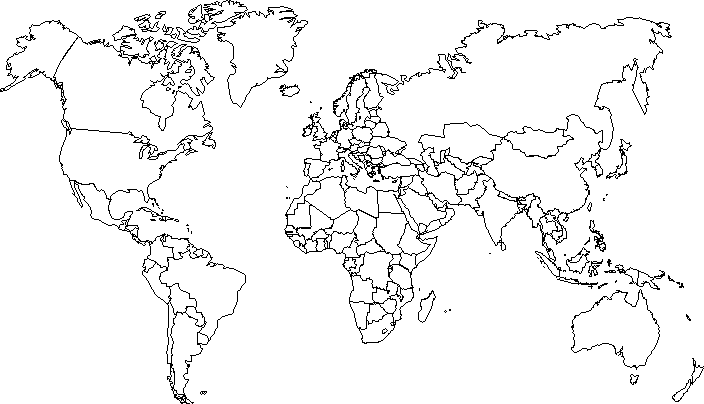 Carte du monde vierge et blanche à compléter