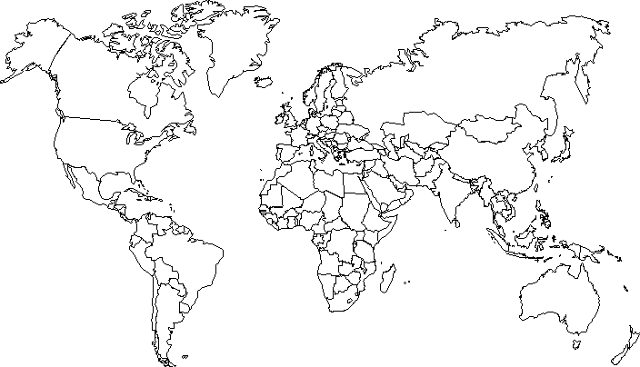 carte du monde vierge et blanche à compléter