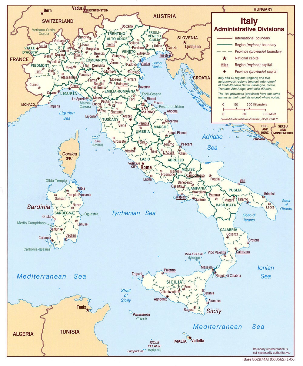 carte italie régions et villes