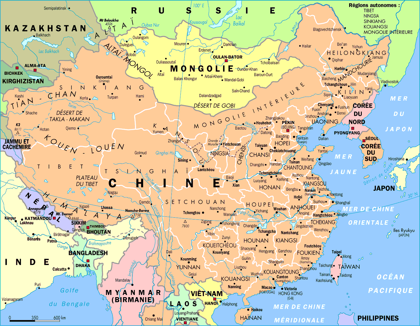 carte de chine détaillée
