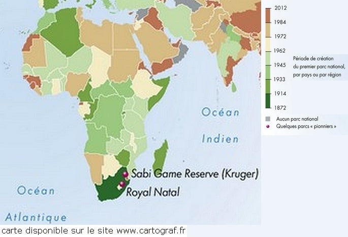 Carte des réserves naturelles de l'Afrique