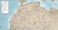 Grande carte Maghreb ville route désert relief