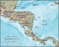 Carte de l'Amérique centrale avec les villes et le relief