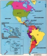 Carte de l'Amérique avec les pays