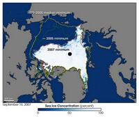 Carte Arctique épaisseur glace