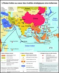 Carte de l'Asie et du collier de perles stratégique chinois