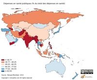 Carte de l'Asie et les dépenses de santé publiques