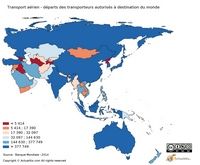 carte Asie transports aérien départ Asie Océanie