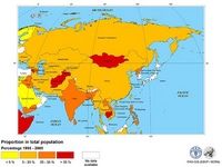 carte Asie pourcentage population sous-alimentée souffrant famine