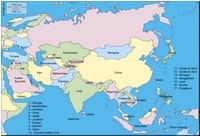 Carte de l'Asie simple avec le nom des pays