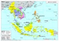 Carte de l'Asie du sud est avec les pays, les capitales, les grandes villes, les fleuves et l'échelle