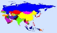 carte Asie vierge pays couleur