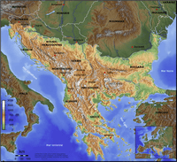 Carte Balkans relief altitude