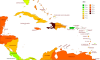 Carte espérance de vie Caraïbes