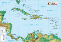 grande carte Caraïbes relief altitude