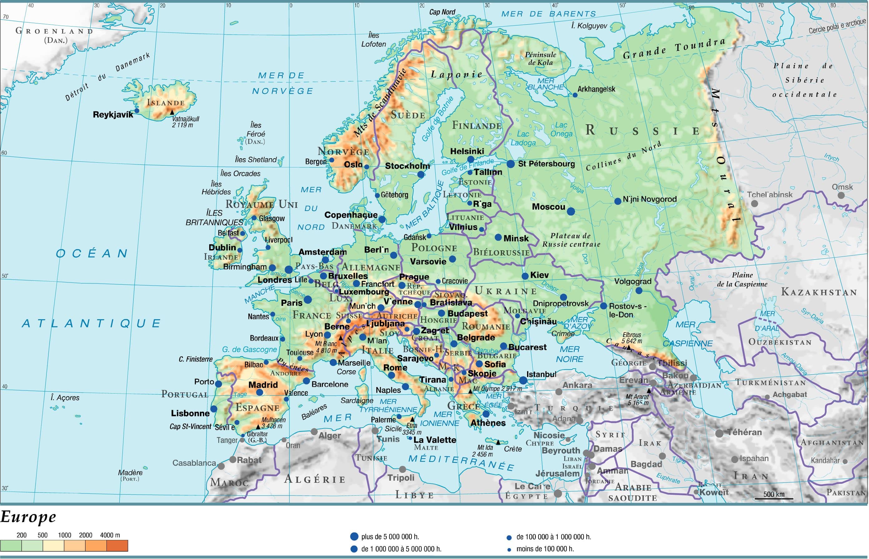 Carte de l'Europe avec les capitales : page 7