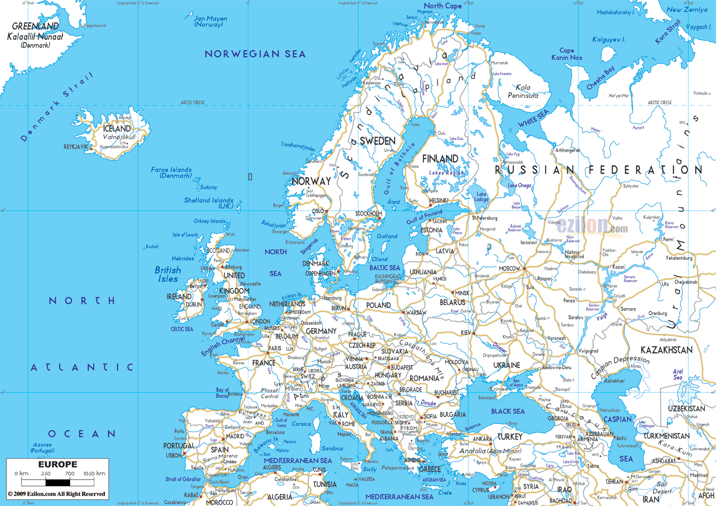carte routière europe