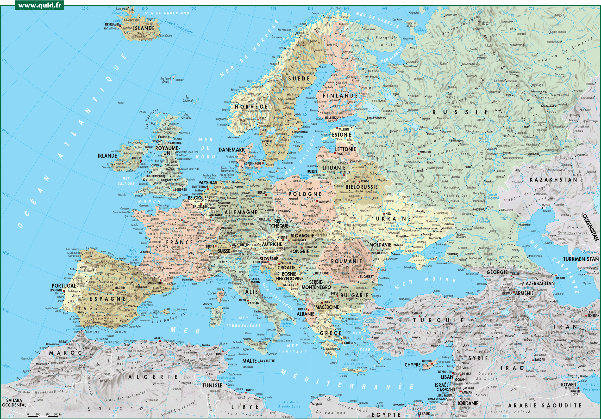 carte europe ville