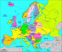 Carte de l'Europe avec les capitales