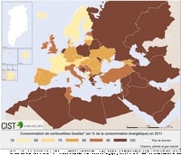 carte Europe consommation combustibles fossiles