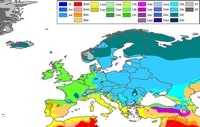 carte Europe différents types de climat classification de Koppen