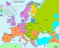 Carte Europe étymologie ours langues