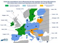 carte Europe exportation vers le Royaume-Uni des pays de l'Union européenne