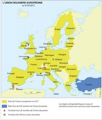 Carte Europe Union européenne douanière territoires membres