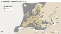 Carte de l'Europe avec les membres du Conseil de l'Europe en 2014