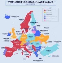 Représentation graphique des noms de famille les plus courants pour chaque pays européens