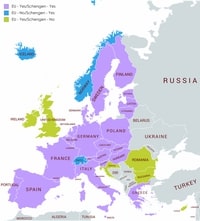 carte Europe pays Espace Schengen