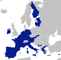 Carte de l'Europe avec les pays formant la zone euro