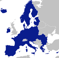 Carte de l'Europe avec les pays membres de l'Espace Economique Européen