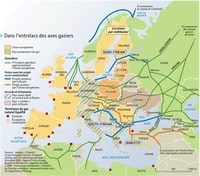 Schéma pays producteurs gaz gazoducs européens