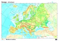 Carte de l'Europe physique avec l'altitude et la profondeur