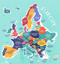 Carte de l'Europe avec la signification historique des noms des pays