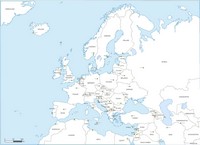 Carte de l'Europe simple avec les pays aux alentours et les capitales