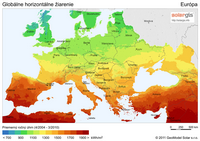 Carte de l'Europe avec le taux d'ensoleillement