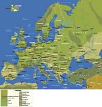 Carte de l'Europe avec le type de sol